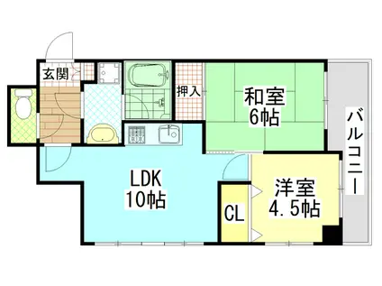 フラット八尾(2LDK/4階)の間取り写真