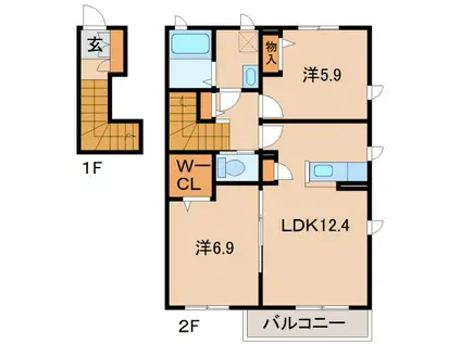 シャーメゾン金龍寺丁(2LDK/2階)の間取り写真