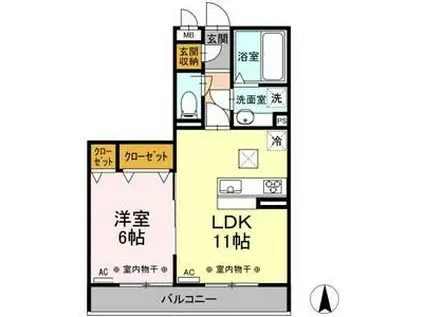 ARZU/CARNA CARNA(1LDK/1階)の間取り写真