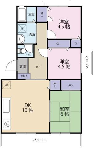 ハイツ あすか(3DK/2階)の間取り写真