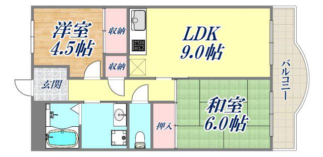 グリーンリッチ夙川(2LDK/5階)の間取り写真