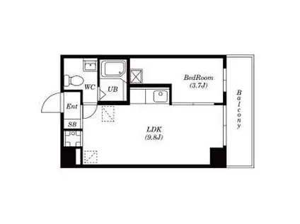 M.Tビルディング(1LDK/10階)の間取り写真