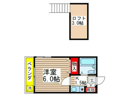 ハイムカミナガ(1K/2階)の間取り写真