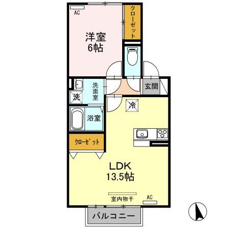 リーブワン(1LDK/2階)の間取り写真