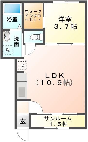 フラン・ミュール(1LDK/1階)の間取り写真