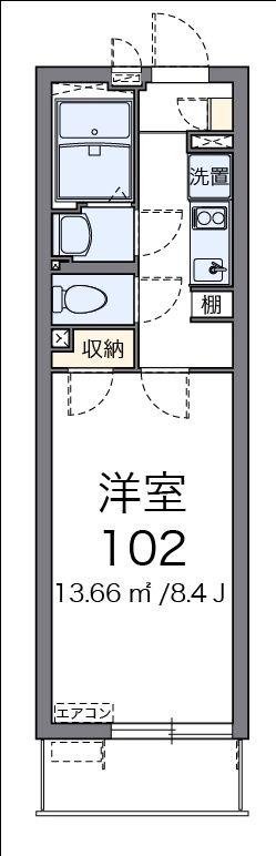 クレイノ八潮(1K/2階)の間取り写真