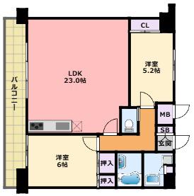 プレジオさくら夙川(1LDK/8階)の間取り写真