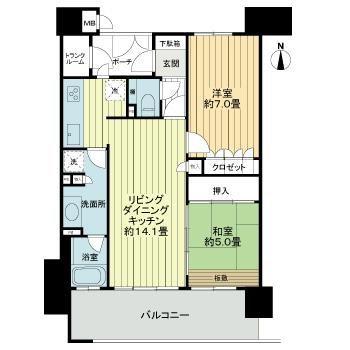 サーパス市駅前(2LDK/4階)の間取り写真