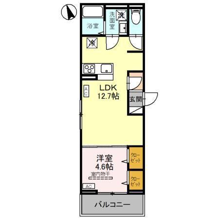 ノーブルパレス大原(1LDK/2階)の間取り写真