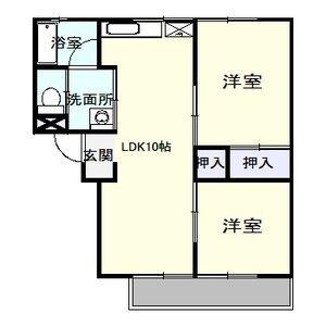 さくらハイツ大田原(2LDK/2階)の間取り写真