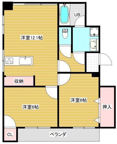 本町マンション(2LDK/2階)の間取り写真