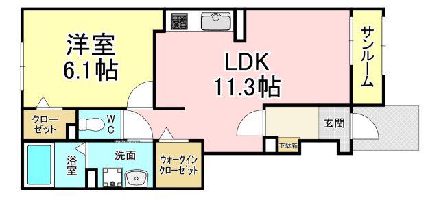 セレーノ洞海IV(1LDK/1階)の間取り写真