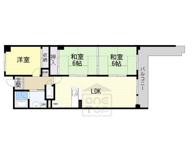 アルカディアン東豊中(3LDK/2階)の間取り写真