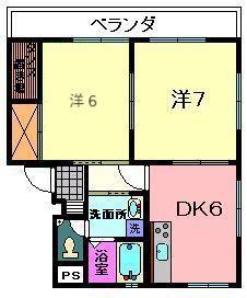 パークサイド松本(2DK/1階)の間取り写真