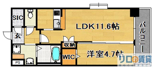 スプランディッド新大阪イースト(1LDK/3階)の間取り写真