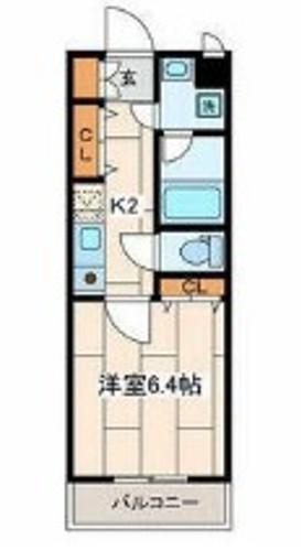 リビオン(1K/2階)の間取り写真