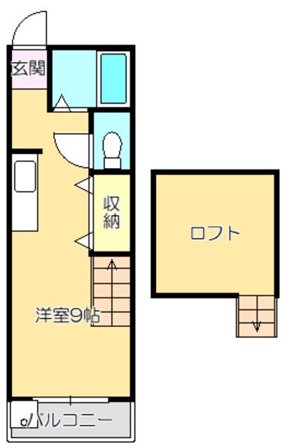 ピーベリーハウス(ワンルーム/2階)の間取り写真