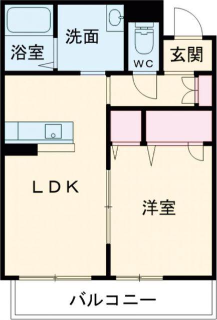 グリーンセント上中(1LDK/2階)の間取り写真