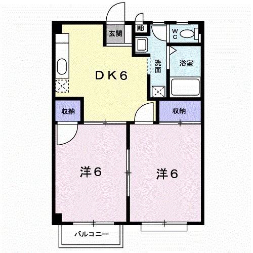 リバーサイドMY(2DK/2階)の間取り写真