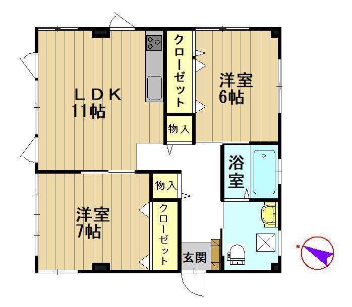 グラシアI(2LDK/1階)の間取り写真