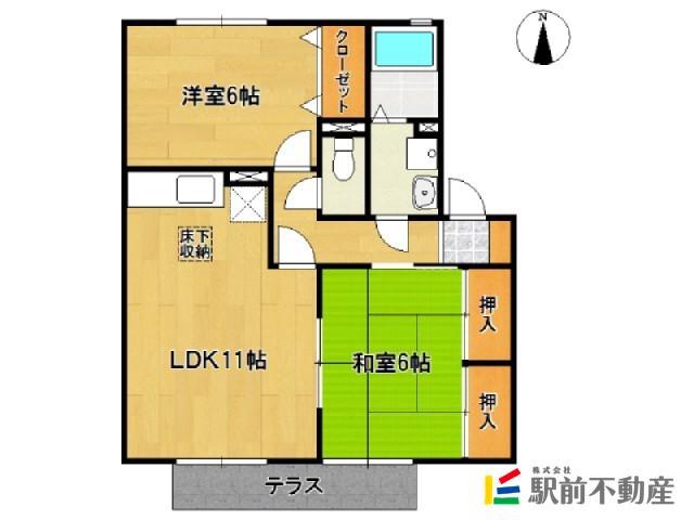 セジュールJIN(2LDK/2階)の間取り写真