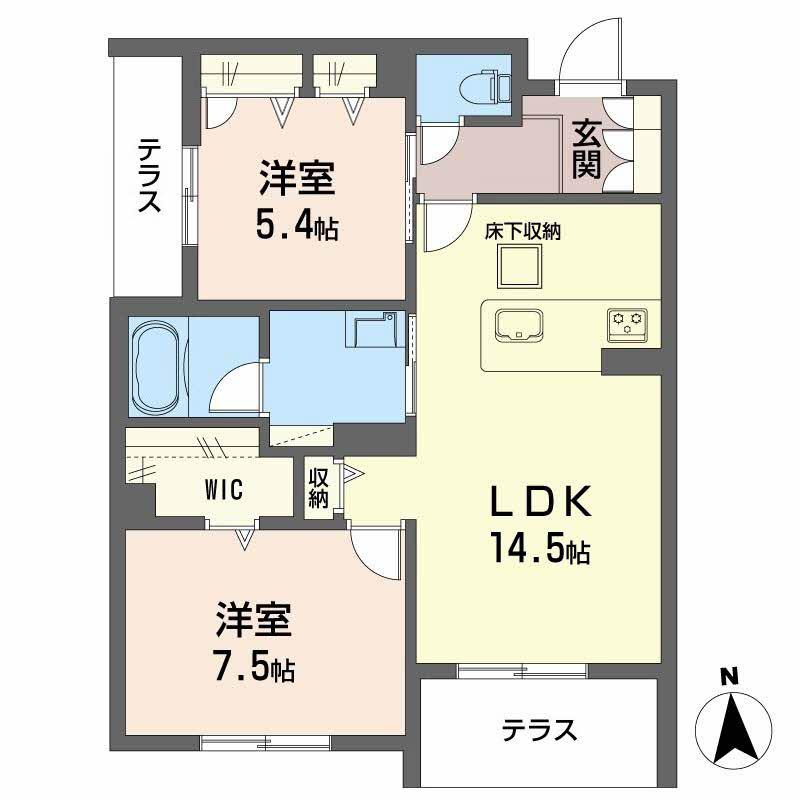 シャーメゾンラフォレ(2LDK/1階)の間取り写真