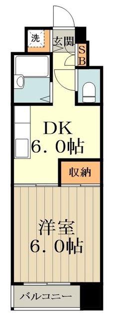 小金井本町ビル(1DK/11階)の間取り写真
