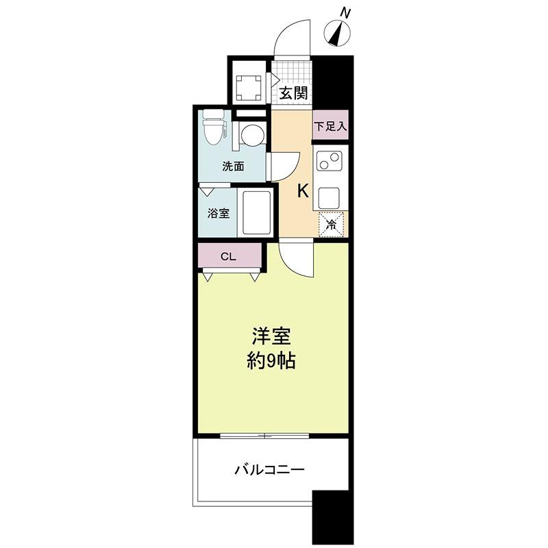 プラウドフラット新大阪(1K/14階)の間取り写真