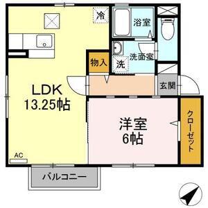 ウィルモア市名坂(1LDK/1階)の間取り写真