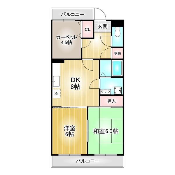 八事第一ビル(3DK/2階)の間取り写真