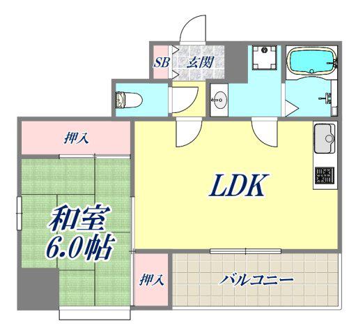 ソロモンテ西宮(1LDK/5階)の間取り写真