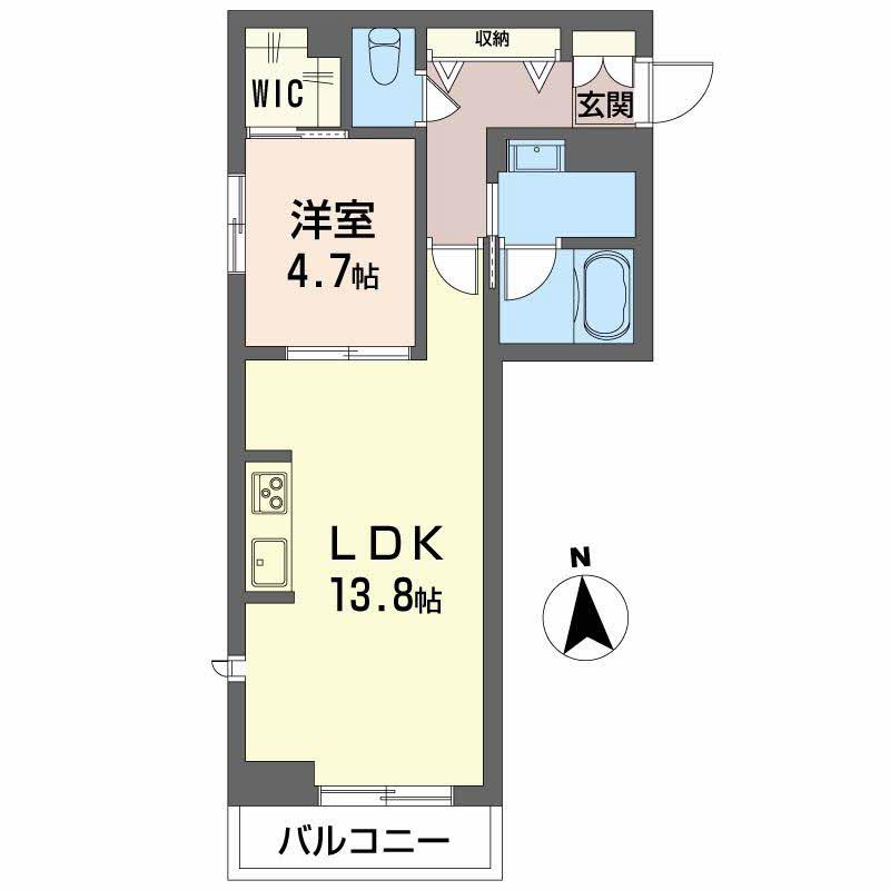 アンビシア西ノ内(1LDK/1階)の間取り写真