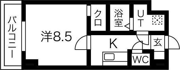 ビエラコート岸部中(1K/4階)の間取り写真