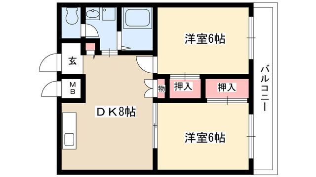 CASA NOAH名東(2DK/2階)の間取り写真