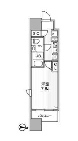 ALTERNA亀戸(1K/8階)の間取り写真