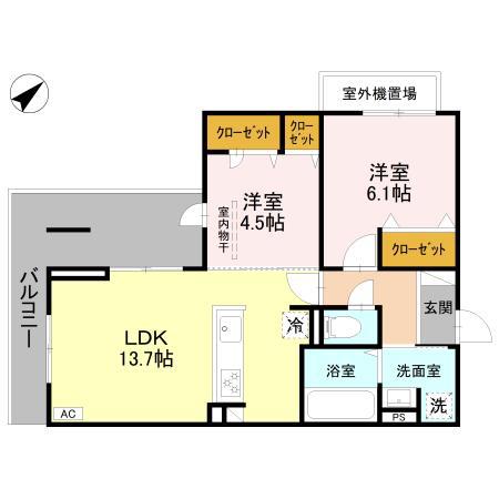 ステラフォーリア(2LDK/3階)の間取り写真