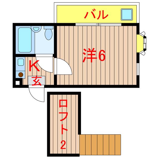 ジュネパレス船橋第9(1K/2階)の間取り写真