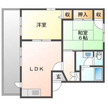 ラ・パルテール兼基壱番館(3DK/2階)の間取り写真