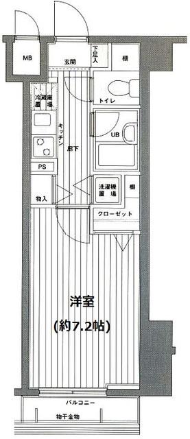 グランドガーラ麻布十番(1K/10階)の間取り写真
