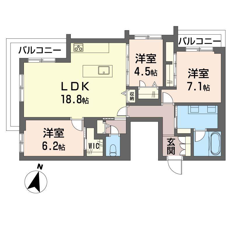 メゾン ド フー(3LDK/2階)の間取り写真