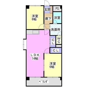 瑞和ビル(2LDK/7階)の間取り写真