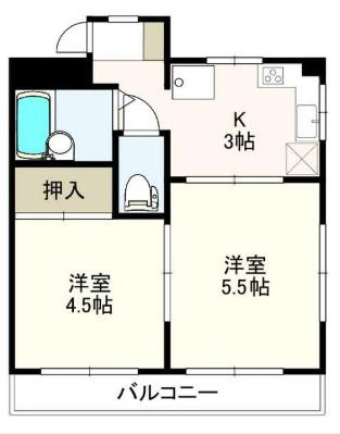 コンフォート文蔵(2K/1階)の間取り写真