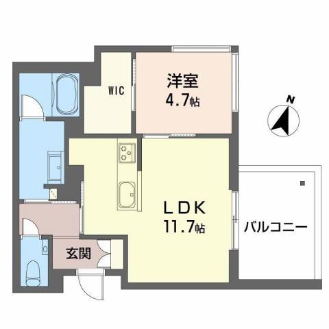 プレミアス大濠西(1LDK/3階)の間取り写真