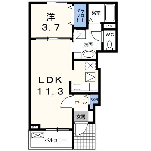 ネオハウス(1LDK/1階)の間取り写真
