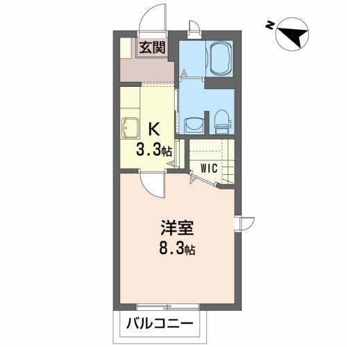 メゾン・ド・ソレイユB(1K/1階)の間取り写真