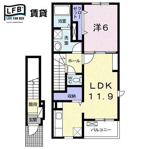 サニー ブライト III(1LDK/2階)の間取り写真