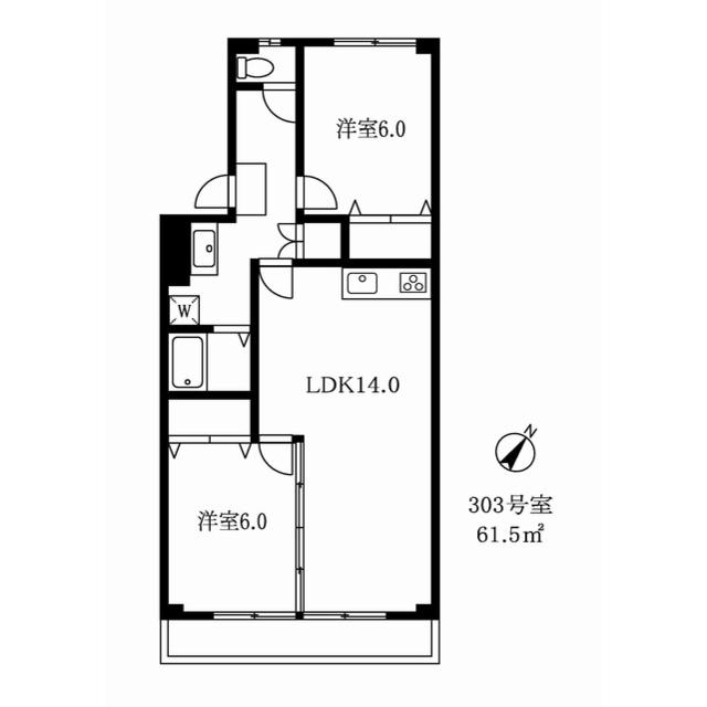 松戸JKマンション(2LDK/3階)の間取り写真