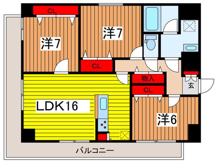 ブランコライユ(3LDK/8階)の間取り写真