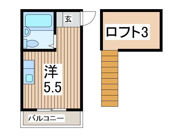 シャトル・ブラッケン(ワンルーム/1階)の間取り写真