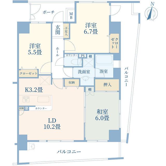 コスモ和光ステーションフロント(3LDK/9階)の間取り写真